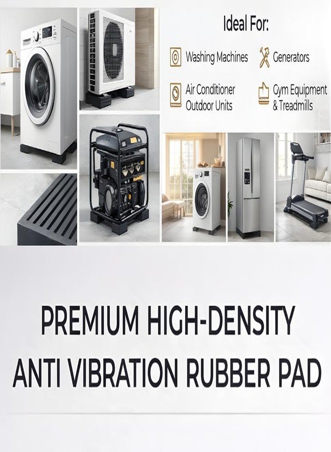 Aicon Anti Vibration Rubber Ribbed Pads, Premium and Long Lasting Quality (100mm x 100mm x 12mm Thickness, 4) - Image 3